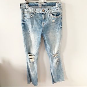 ZARA Distressed Jeans w/Cropped Flare Leg